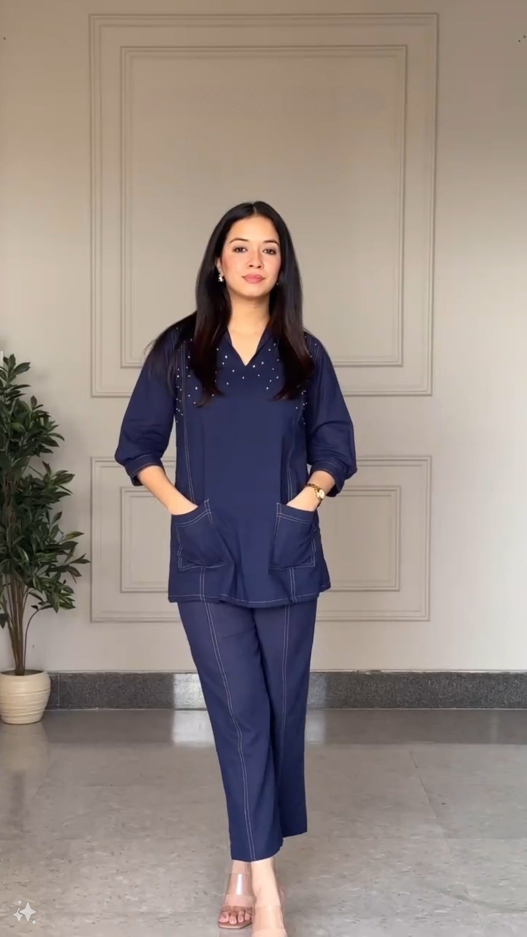 BEAUTIFUL DENIM LOOK COTTON CO-ORD  SET