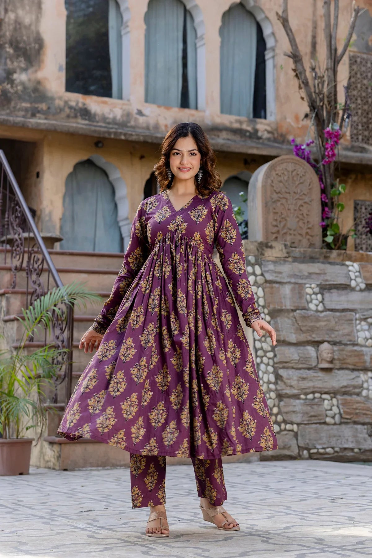 Roshni Purple Printed Suit Set
