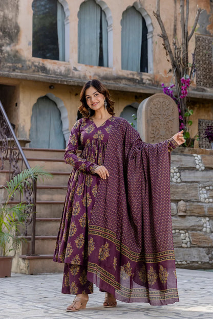 Roshni Purple Printed Suit Set