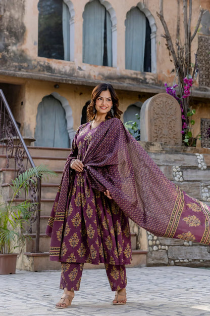 Roshni Purple Printed Suit Set
