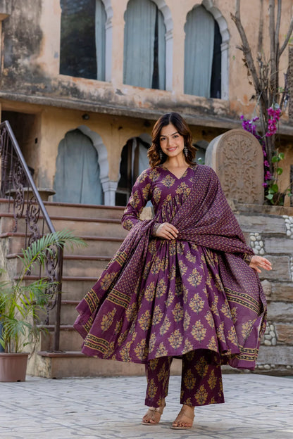 Roshni Purple Printed Suit Set