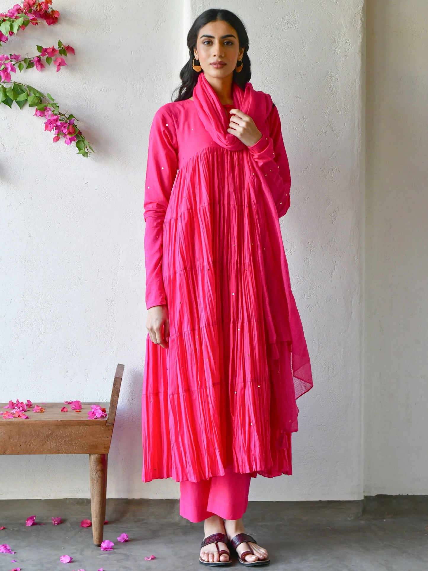 Gulabi Solid Mul Cotton Anarkali Set of 3