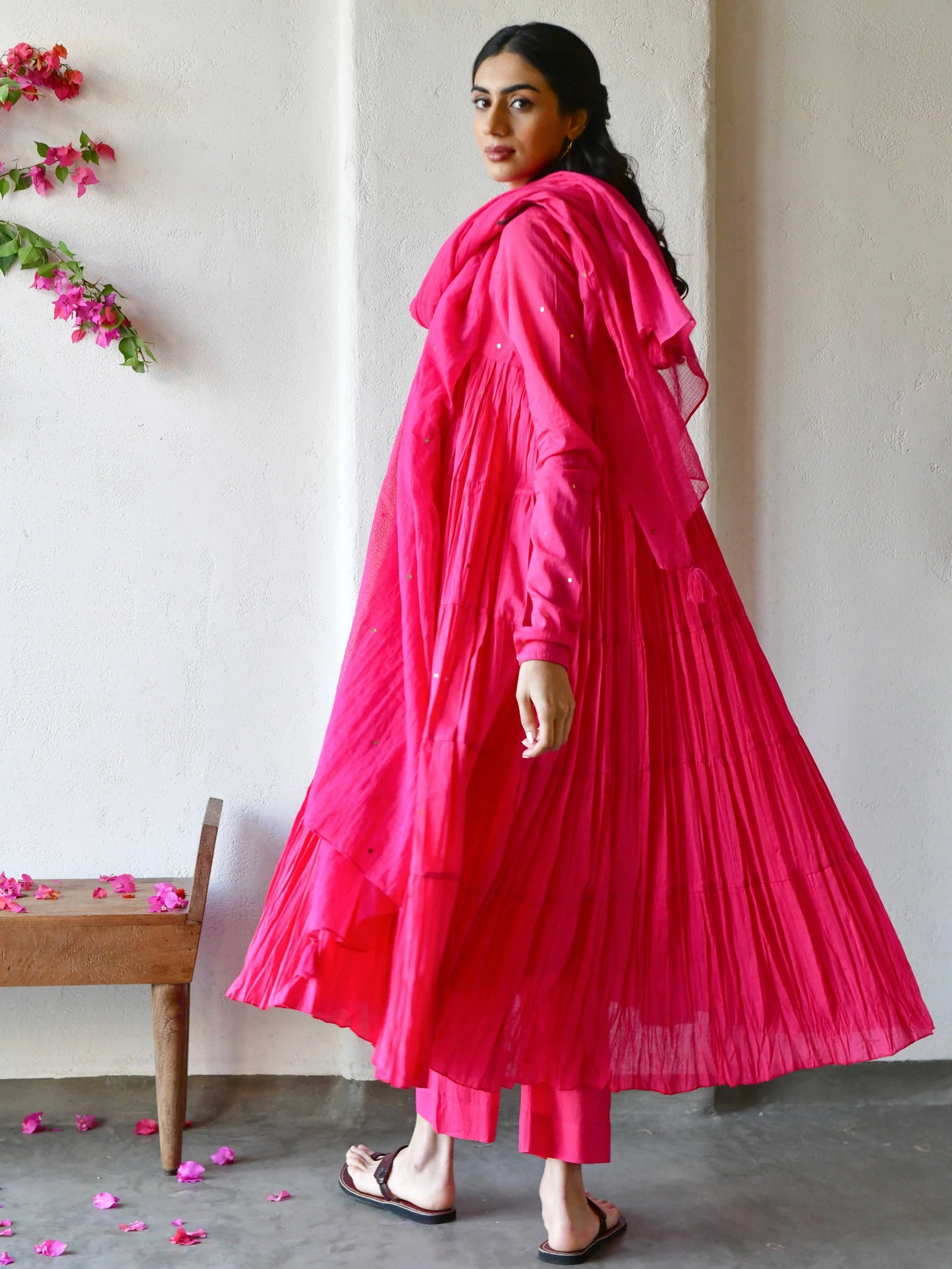 Gulabi Solid Mul Cotton Anarkali Set of 3