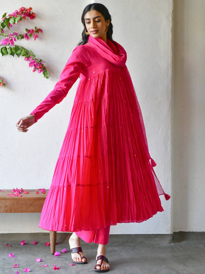 Gulabi Solid Mul Cotton Anarkali Set of 3