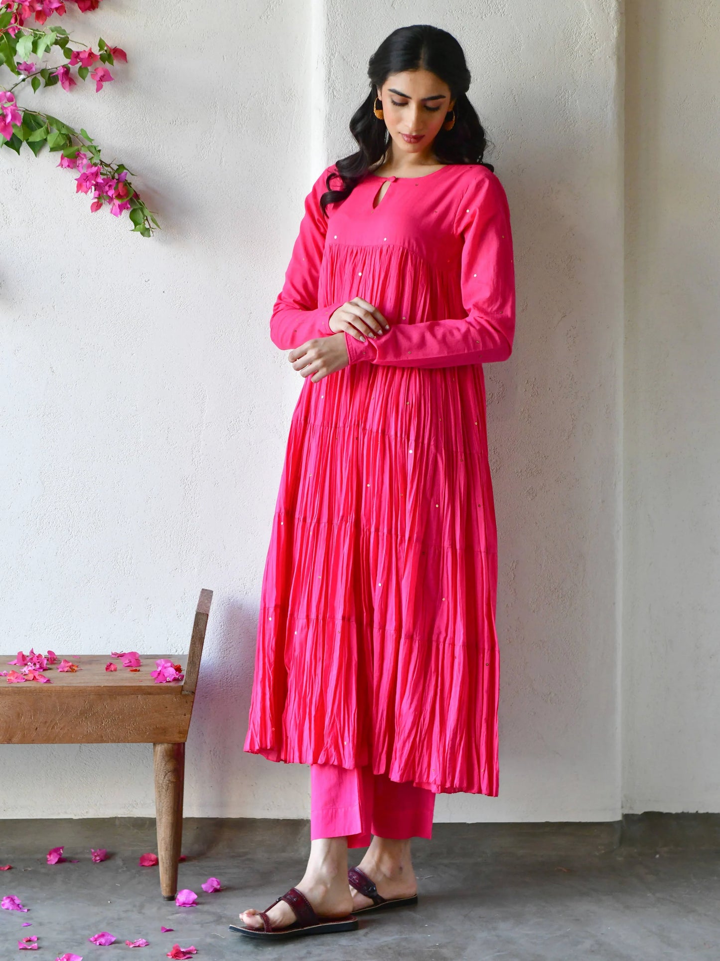 Gulabi Solid Mul Cotton Anarkali Set of 3