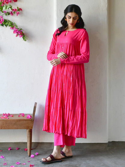 Gulabi Solid Mul Cotton Anarkali Set of 3