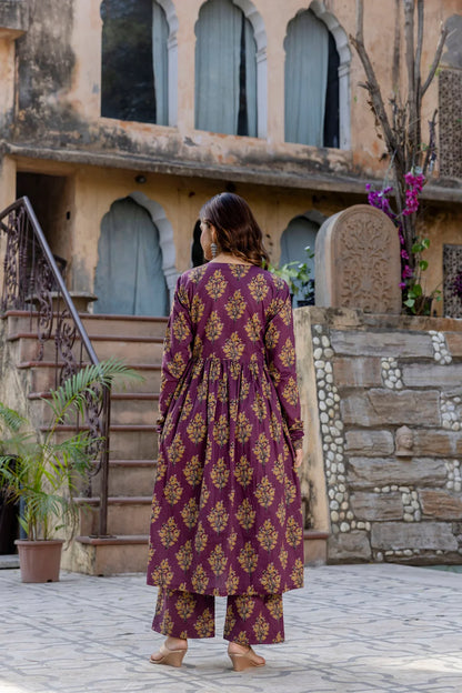 Roshni Purple Printed Suit Set