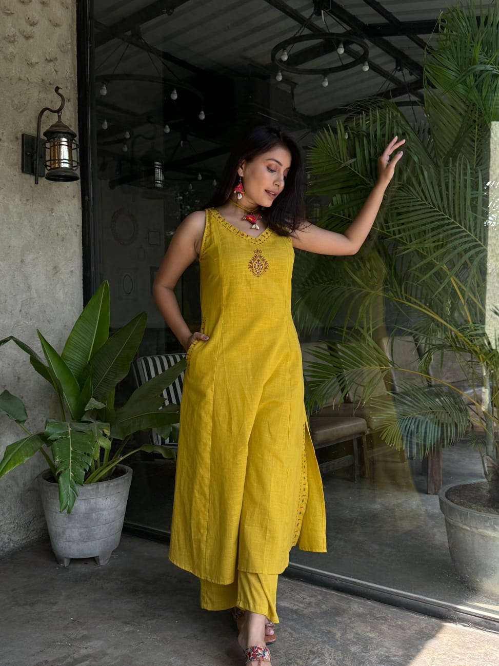 Beautifull Cotton Flex Yellow Co-ord Set