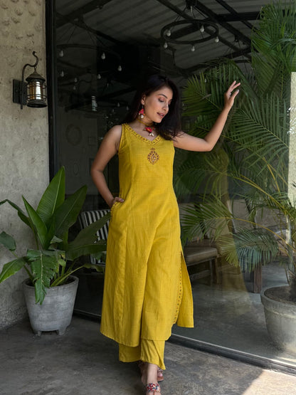 Beautifull Cotton Flex Yellow Co-ord Set