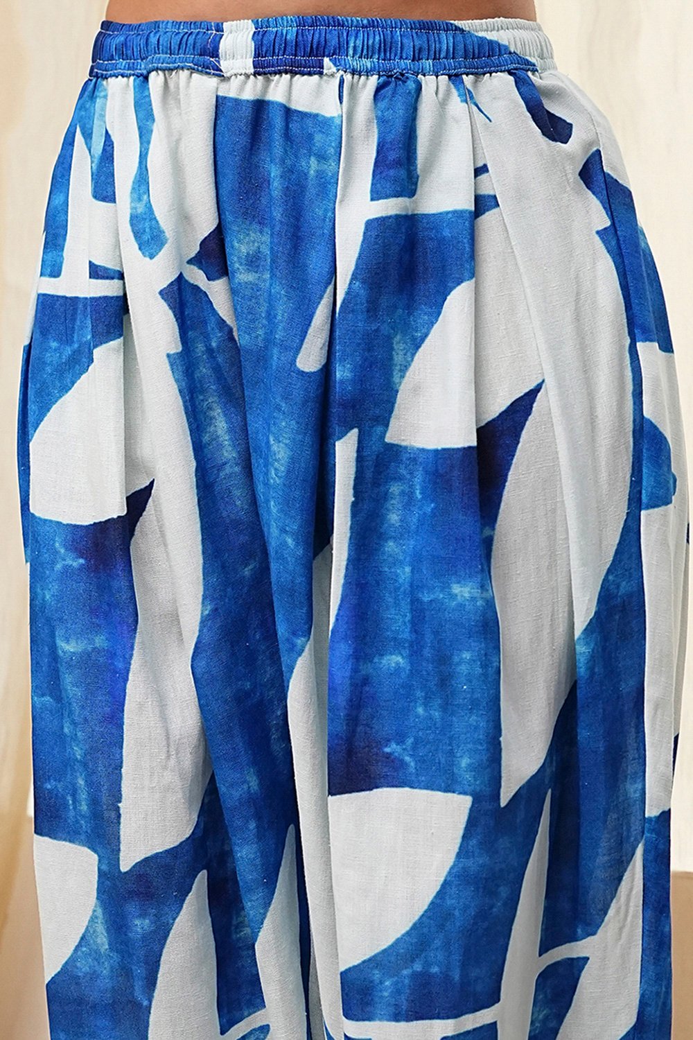 Indigo Blue and White Straight Co-ord Set
