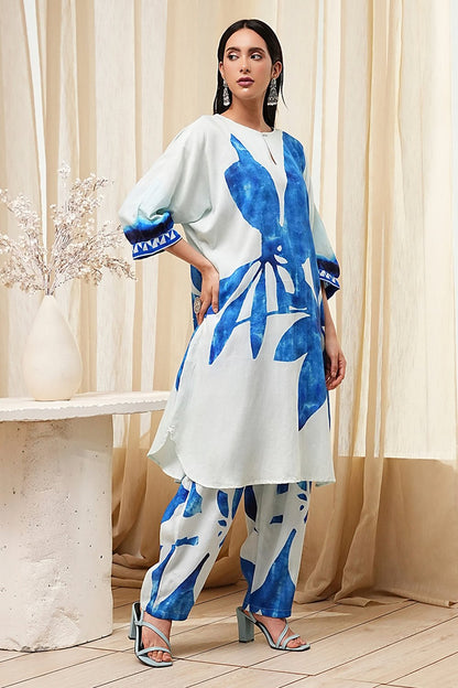 Indigo Blue and White Straight Co-ord Set