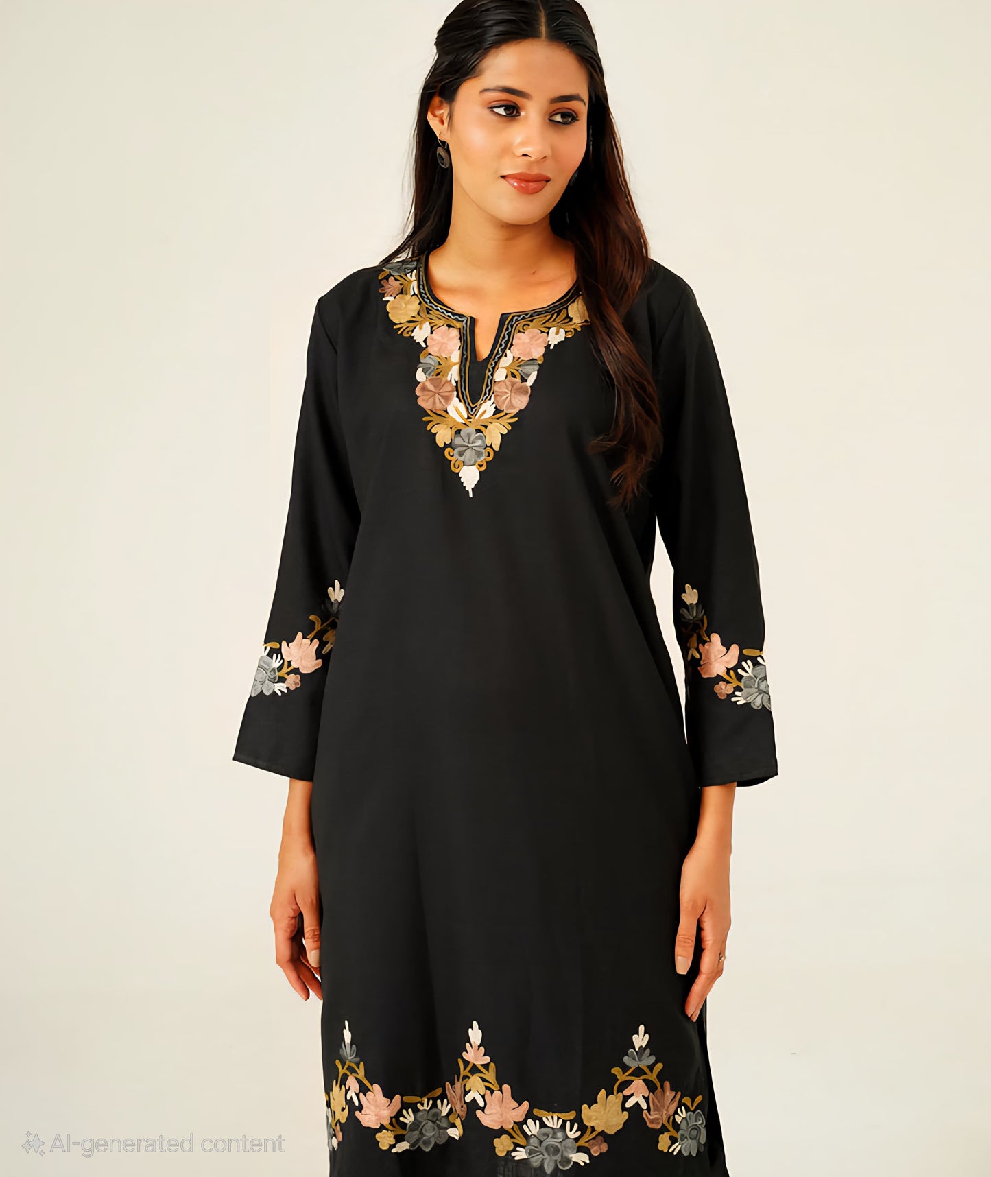 Aari Embroidered Kashmiri Black Co Ord Set