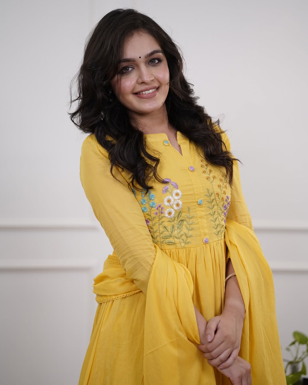 Beautiful Embroidery Work Yellow Kurti 3Pis Set