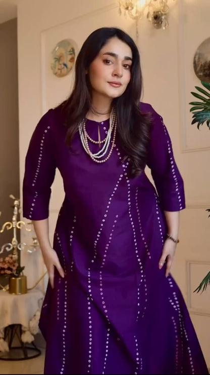 Cotton Bandhani A-Line Kurta Set
